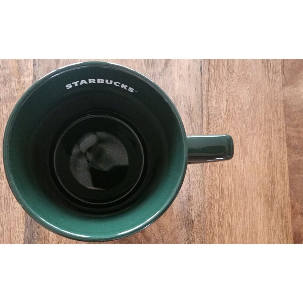 2022 Starbucks Holiday Venetian Marble Forest Green Ceramic Coffee Mug 12oz - Picture 3 of 4